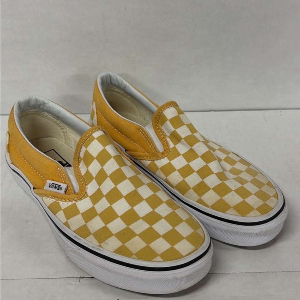Vans Yellow Checkered Slip-On Shoes
